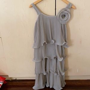 Strapless cocktail dress from HM added the sleeves and big flower